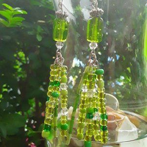 Handmade Green Glass Earrings
